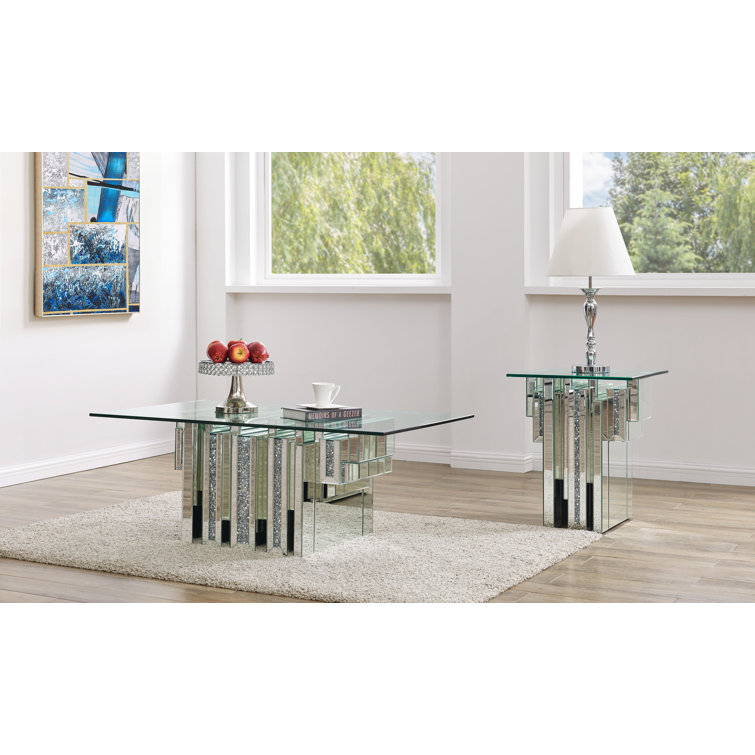 Everly Quinn 2 Piece Glass Top Living Room Table Set Wayfair